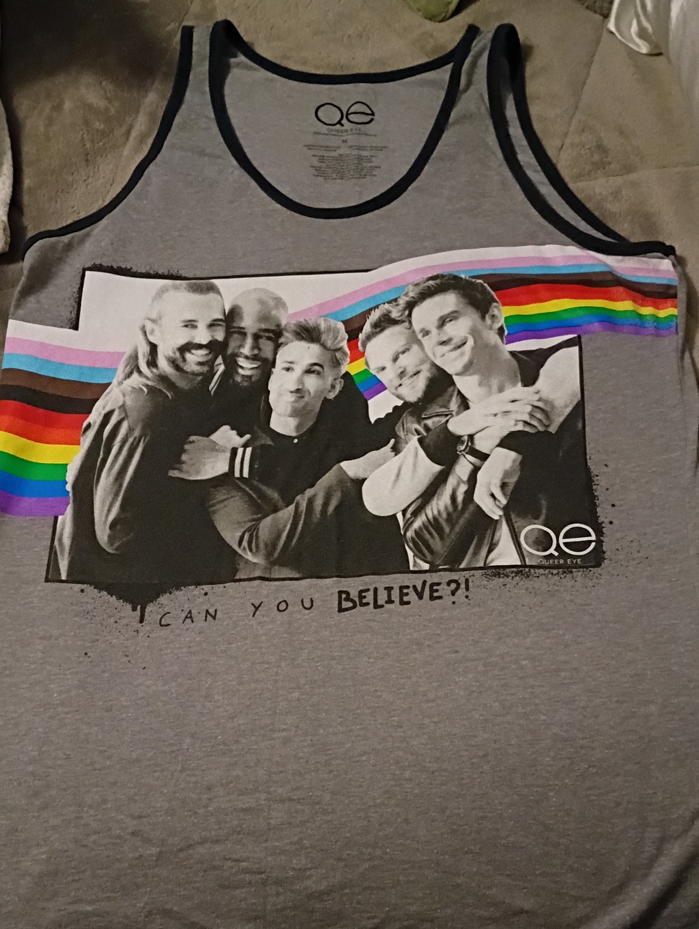 Men's Grey Tank Top with Queer Eyes Fab 5 With  Rainbow Graphic